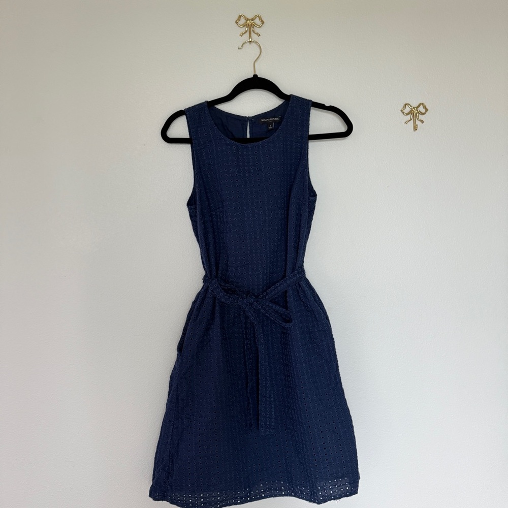 Banana Republic Navy Eyelet Mini Dress